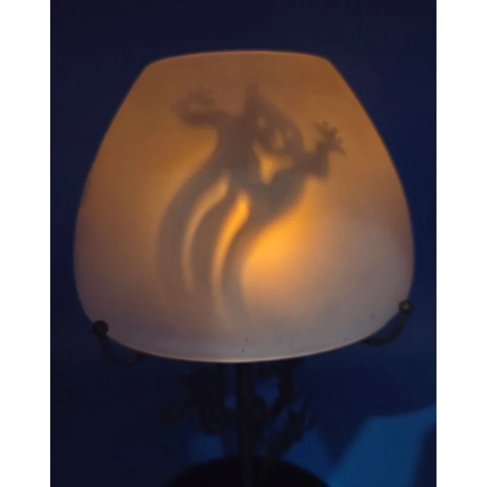 PartyLite Vintage Shadow Dancer Ghost Tealight Lamp Frosted Glass Shade Retrired